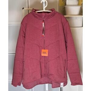 Quilted Step Hem Knit Jacket Machine Washable Tibetan Red XXL New with Tags